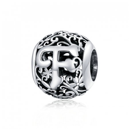 Pandantiv argint litera F floral