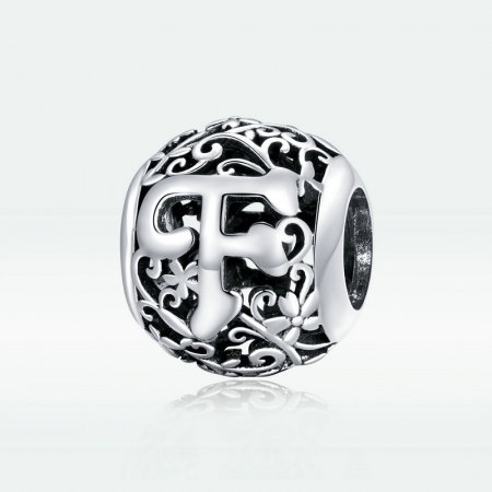 Pandantiv argint litera F floral [1]