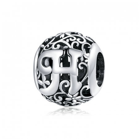 Pandantiv argint litera H floral