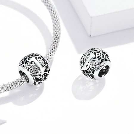 Pandantiv argint litera I floral [3]