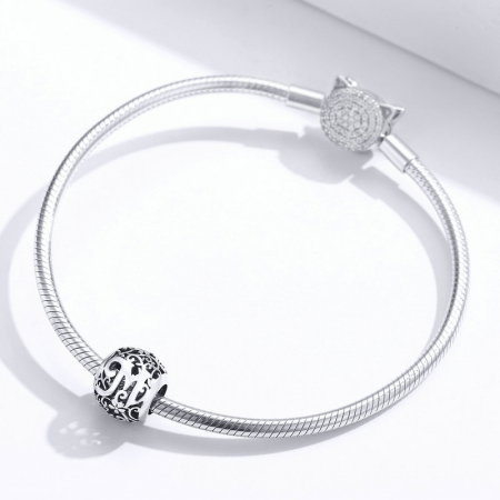 Pandantiv argint litera M floral [2]