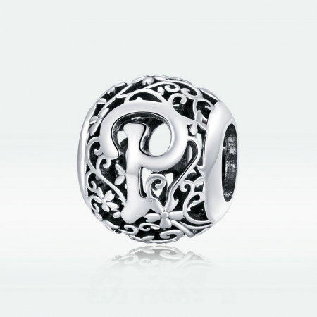 Pandantiv argint litera P floral [4]