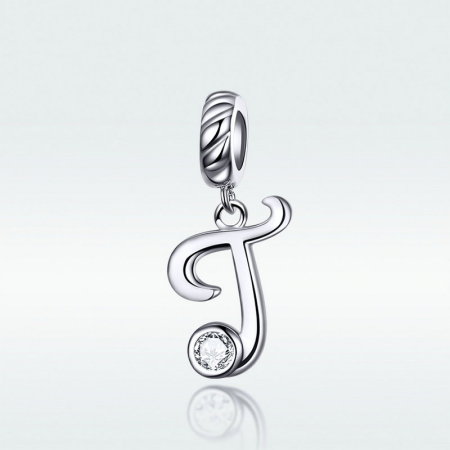 Pandantiv argint litera T cu zirconiu [1]