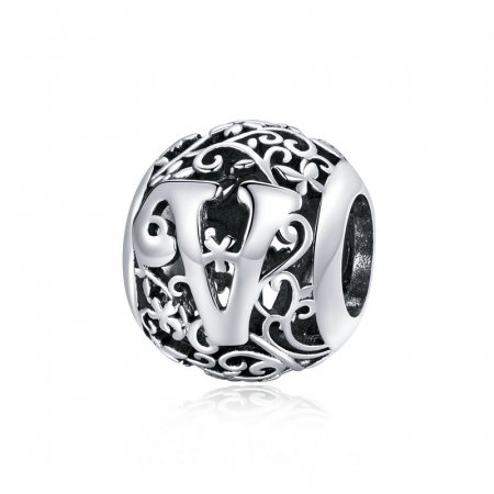 Pandantiv argint litera V floral [0]
