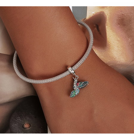 Pandantiv argint pasare colibri colorata [5]