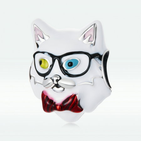 Pandantiv argint pisica alba cu papion [6]
