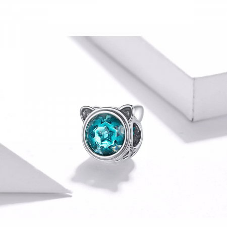 Talisman argint pisicuta cu zirconiu bleu [2]