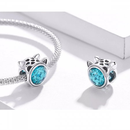 Talisman argint pisicuta cu zirconiu bleu [3]