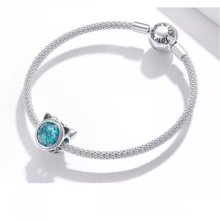 Talisman argint pisicuta cu zirconiu bleu [1]