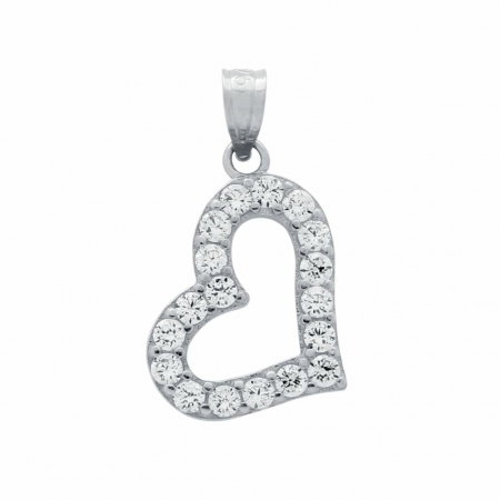 Pandantiv argint placat cu rodiu in forma de inimioara PSX0708