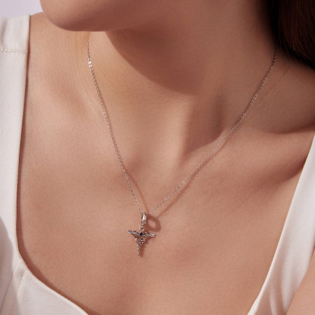 Pandantiv argint Sceptrul lui Hermes cu Zirconia [9]