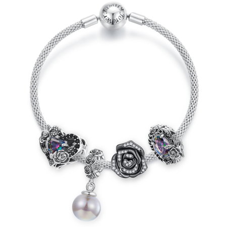 Pandantiv argint trandafir cu perla ecologica [10]