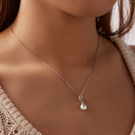 Pandantiv argint trandafir cu perla ecologica [6]