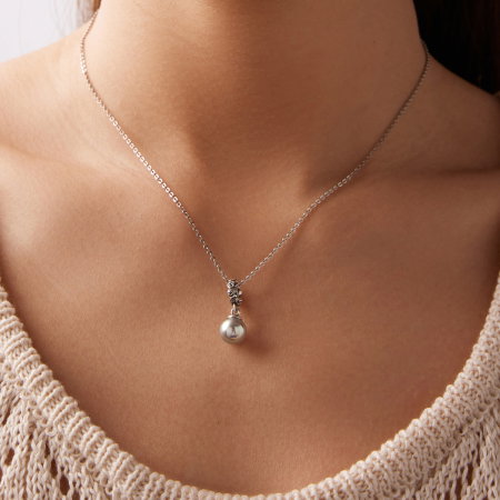 Pandantiv argint trandafir cu perla ecologica [4]