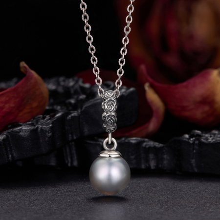 Pandantiv argint trandafir cu perla ecologica [9]