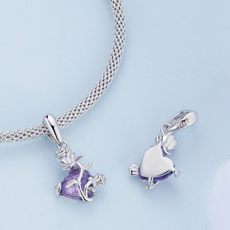 Pandantiv argint cu floare si inima [3]