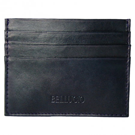 Portcard piele naturala Bellugio PCA21 Navy albastru inchis [0]