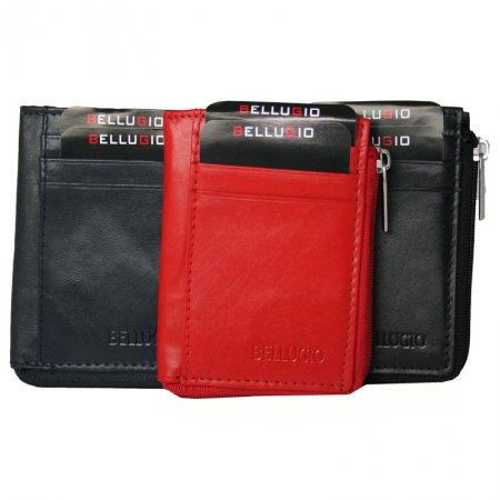 Portcard piele naturala Bellugio PCA31 Bleumarin cu fermoar (miniportofel) [2]