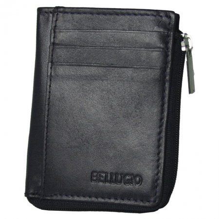 Portcard piele naturala Bellugio PCA31 Bleumarin cu fermoar (miniportofel) [1]