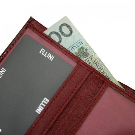 Portcard piele naturala Ellini PCA33 Rosu [4]