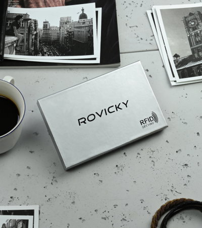 Portchei piele naturala cu 2 compartimente Rovicky, PCH300, Negru [10]