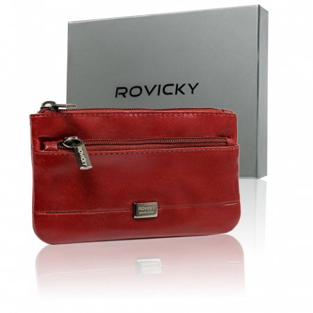 Portchei piele naturala cu 2 compartimente Rovicky, PCH302, Rosu [11]