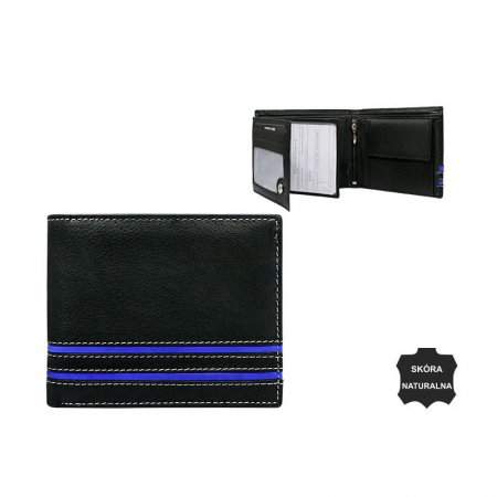 Portofel barbati din piele naturala BeSpecial PORM615 Negru cu Albastru [2]