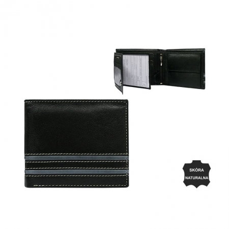 Portofel barbati din piele naturala BeSpecial PORM616 Negru cu Gri [2]