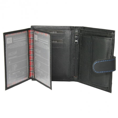 Portofel barbati din piele naturala cu cusatura albastra Bellugio PORMZ011 [2]