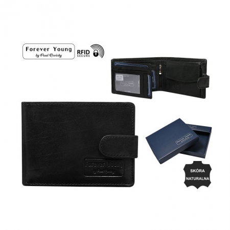 Portofel barbati din piele naturala cu protectie RFID Forever Young PORM621 Negru [2]