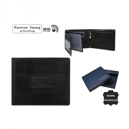 Portofel barbati din piele naturala cu protectie RFID Forever Young PORM623 Negru [2]