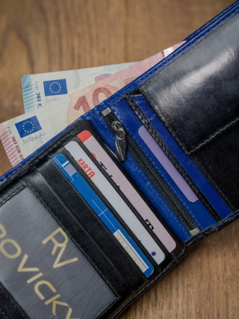 Portofel barbati, Rovicky, PORM106, Albastru, din piele naturala, cu RFID [13]