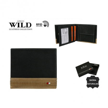 Portofel barbati din piele naturala cu protectie RFID Wild PORM575 Negru [2]