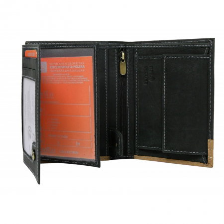 Portofel barbati din piele naturala cu protectie RFID Wild PORM586 Negru [1]