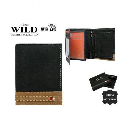 Portofel barbati din piele naturala cu protectie RFID Wild PORM586 Negru [2]
