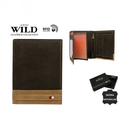 Portofel barbati din piele naturala cu protectie RFID Wild PORM587 Maron [2]
