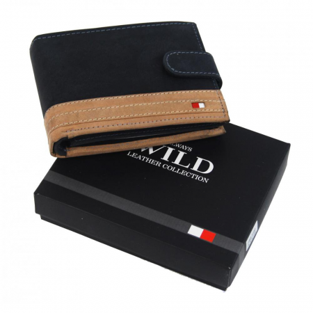 Portofel barbati din piele naturala cu protectie RFID Wild PORM603 Negru [4]