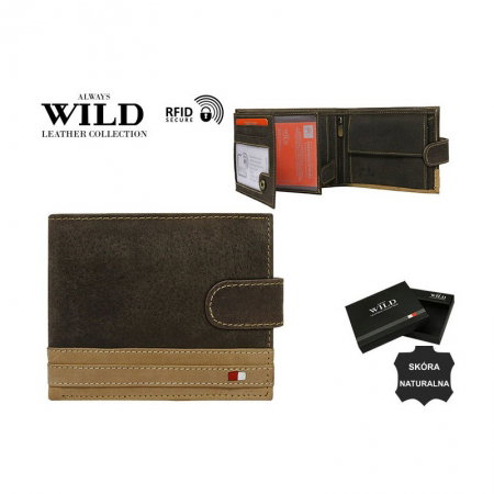 Portofel barbati din piele naturala cu protectie RFID Wild PORM604 Maron [2]
