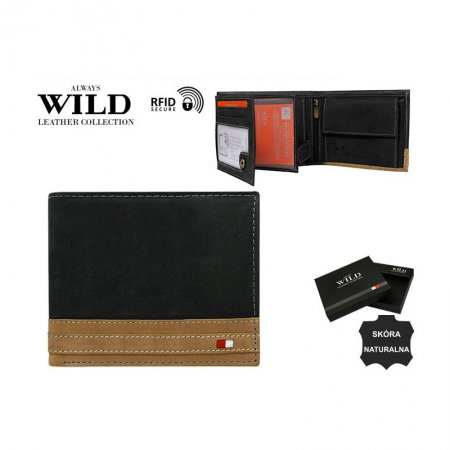 Portofel barbati din piele naturala cu protectie RFID Wild PORM611 Negru [2]