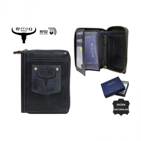 Portofel barbati din piele naturala cu protectie RFID Wild PORM629 Albastru [2]