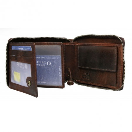 Portofel barbati din piele naturala cu protectie RFID Wild PORM634 Maron [1]