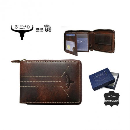 Portofel barbati din piele naturala cu protectie RFID Wild PORM634 Maron [2]