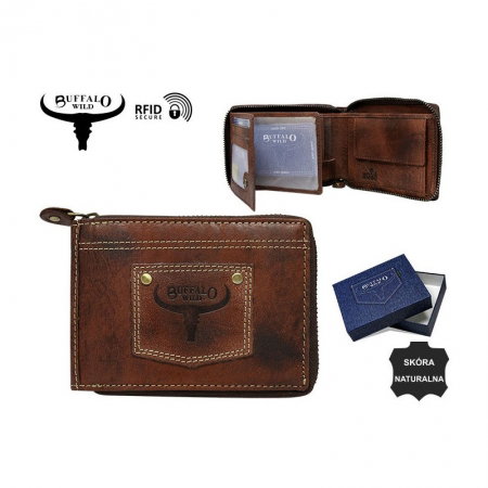Portofel barbati din piele naturala cu protectie RFID Wild PORM635 Maron [2]