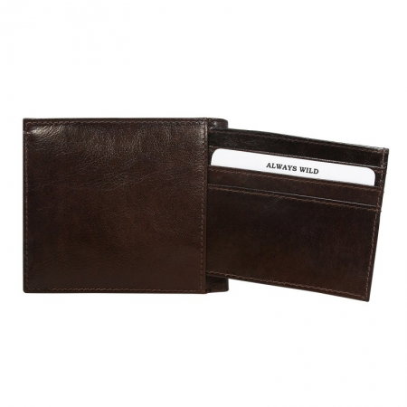 Portofel minimalist piele intoarsa naturala cu portcard detasabil Wild PORM202 Maron [2]