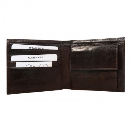 Portofel minimalist piele intoarsa naturala cu portcard detasabil Wild PORM202 Maron [1]