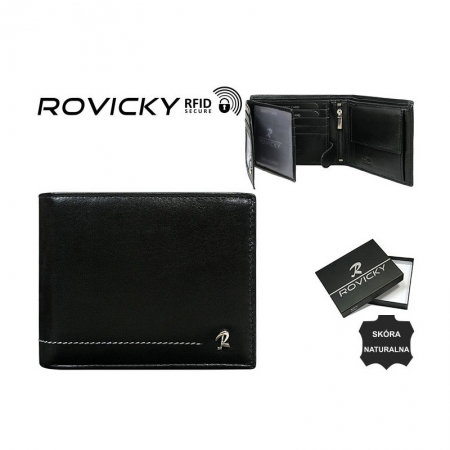 Portofel barbati piele naturala de lux Rovicky PORM43 Negru, cu RFID [6]