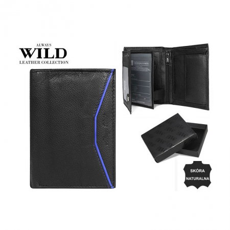 Portofel barbati piele naturala Wild PORM48 Negru cu Albastru [2]