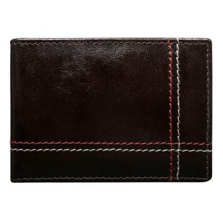 Portofel minimalist piele naturala PORMG046 Maron, cu portcard detasabil