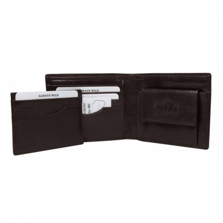 Portofel minimalist piele naturala PORMG046 Maron, cu portcard detasabil [1]