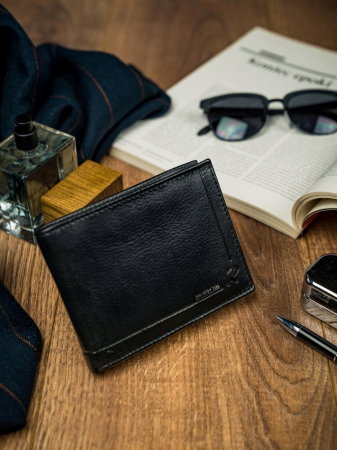 Portofel barbati, PORMG035, piele naturala, Negru, cu RFID [7]